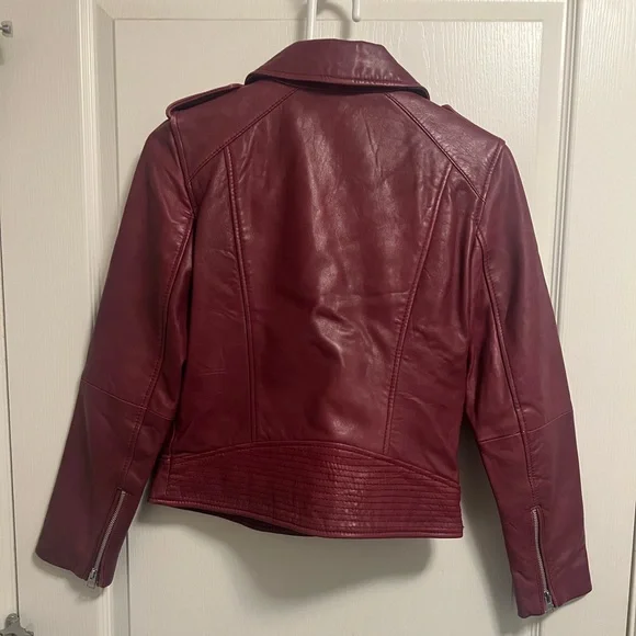 Mango Deep Red Leather Jacket - Picture 2 of 3